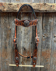 Zebra and Copper Fleur De Lis Browband/One Ear Tack Set