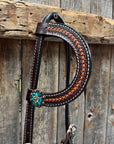 Foxtail Teal/Champagne Browband, One Ear & Breastcollar Tack Set