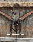 Foxtail Teal/Champagne Browband, One Ear & Breastcollar Tack Set