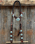 Medium Oil Floral AB - Teal Browband / Breastcollar Tack Set