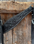 Floral Tooled Black Pony Tack Set