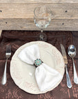 Antique Silver Turquoise/Clear Crystal Concho Napkin Ring