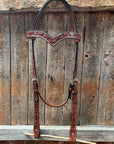 Floral V Browband Medium Oil Draft Headstall / Bridle