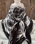 35X35" Black and White Paisley Wild Rag / Scarf WR3408X