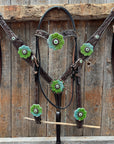 Dark Oil Floral Tooled Fern and Clear Browband & Breastcollar Tack Set