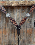 Flower Power Black and Clear One Ear Headstall & Breastcollar Tack Set