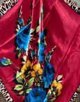 35X35" Red Floral Leopard Print Wild Rag / Scarf WR702X