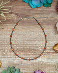 Antique Silver Seed Bead & Dyed Red Coral Choker – 14”