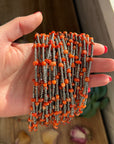 Antique Silver Seed Bead & Dyed Red Coral Choker – 14”