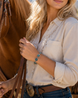 Floral Silver Plated Fashion Turquoise Bracelet