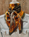 35X35" Dark Olive & Orange Paisley Wild Rag | Scarf WR3453