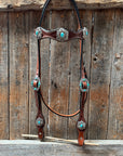 Draft Medium Oil Basketweave Turquoise Browband