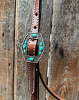 Draft Medium Oil Basketweave Turquoise Browband