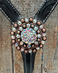 Black Floral AB Browband | One Ear Tack Set