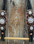 Black Floral AB Browband | One Ear Tack Set