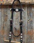 Black Floral AB Browband | One Ear Tack Set