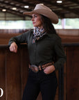 OLIVE SOLID PERFORMANCE RODEO SHIRT