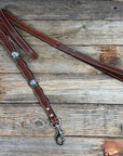 Genuine Leather Dog Collar or Leash With Antique Silver Southwest Conchos 12" to 22" W201S | DC79