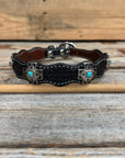 Genuine Leather Dog Collar or Leash With Antique Silver Southwest Conchos 12" to 22" W201S | DC79
