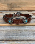 Genuine Leather Dog Collar or Leash With Antique Silver Southwest Conchos 12" to 22" W201S | DC79