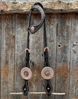 Copper Dot Honeycomb Floral and Rhinestone Browband / One Ear Tack Set