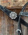 Pony Black Floral Clear Rhinestone V-Browband Tack Set