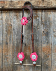 Medium Oil Basketweave Pink & AB One Ear Tack Set
