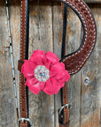 Medium Oil Basketweave Pink & AB One Ear Tack Set