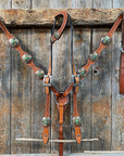 Light Oil Basketweave Turquoise and Cross One Ear Tack Set