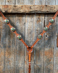 Light Oil Basketweave Turquoise and Cross One Ear Tack Set