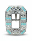 Bright Silver Turquoise - Clear Crystal Conchos | Sizes 1"- 3" | Buckles | Saddle Set | Leather Rosettes | Slide