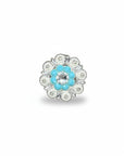 Bright Silver Turquoise - Clear Crystal Conchos | Sizes 1"- 3" | Buckles | Saddle Set | Leather Rosettes | Slide