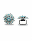 Bright Silver Turquoise - Clear Crystal Conchos | Sizes 1"- 3" | Buckles | Saddle Set | Leather Rosettes | Slide