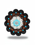 Bright Silver Turquoise - Clear Crystal Conchos | Sizes 1"- 3" | Buckles | Saddle Set | Leather Rosettes | Slide