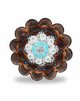 Bright Silver Turquoise - Clear Crystal Conchos | Sizes 1"- 3" | Buckles | Saddle Set | Leather Rosettes | Slide