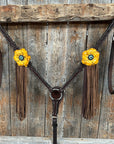 Dark Oil Floral Topaz and Turquoise One Ear/ Breastcollar Tack Set