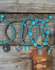 Silver and Fashion Turquoise Charm Bracelet Stack
