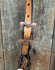 Two Tone Floral Triangle White Rose One Ear / Gladiator Breastcollar Tack Set