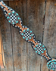 Vintage Checkered and Turquoise Browband Tack Set