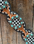 Vintage Checkered and Turquoise Browband Tack Set