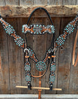 Vintage Checkered and Turquoise Browband Tack Set