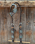 Vintage Checkered and Turquoise Browband Tack Set