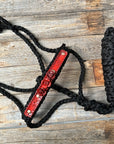 Black Mule Tape Halter - Red Roses