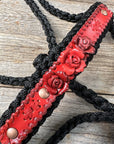 Black Mule Tape Halter - Red Roses