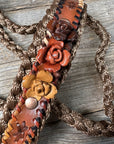 Brown Mule Tape Halter - Multi Colored Roses
