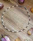 Pink Conch Heishi & 3mm Sterling Silver Pearl Necklace 20 inch