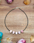 Pink Opal & 3mm Sterling Silver Pearl Necklace