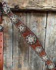 Medium Floral Champagne & Clear Browband / Breastcollar Tack Set