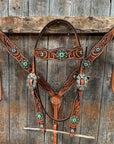 Zebra Green and Clear Browband / Breastcollar Tack Set