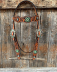 Zebra Green and Clear Browband / Breastcollar Tack Set